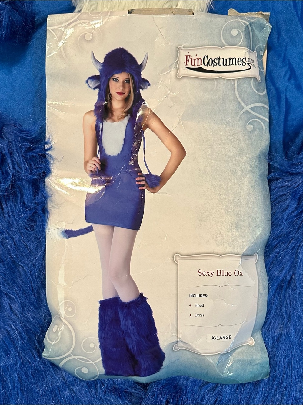 Sexy blue Ox faux fur costume by Fun Costumes.com Sz XL